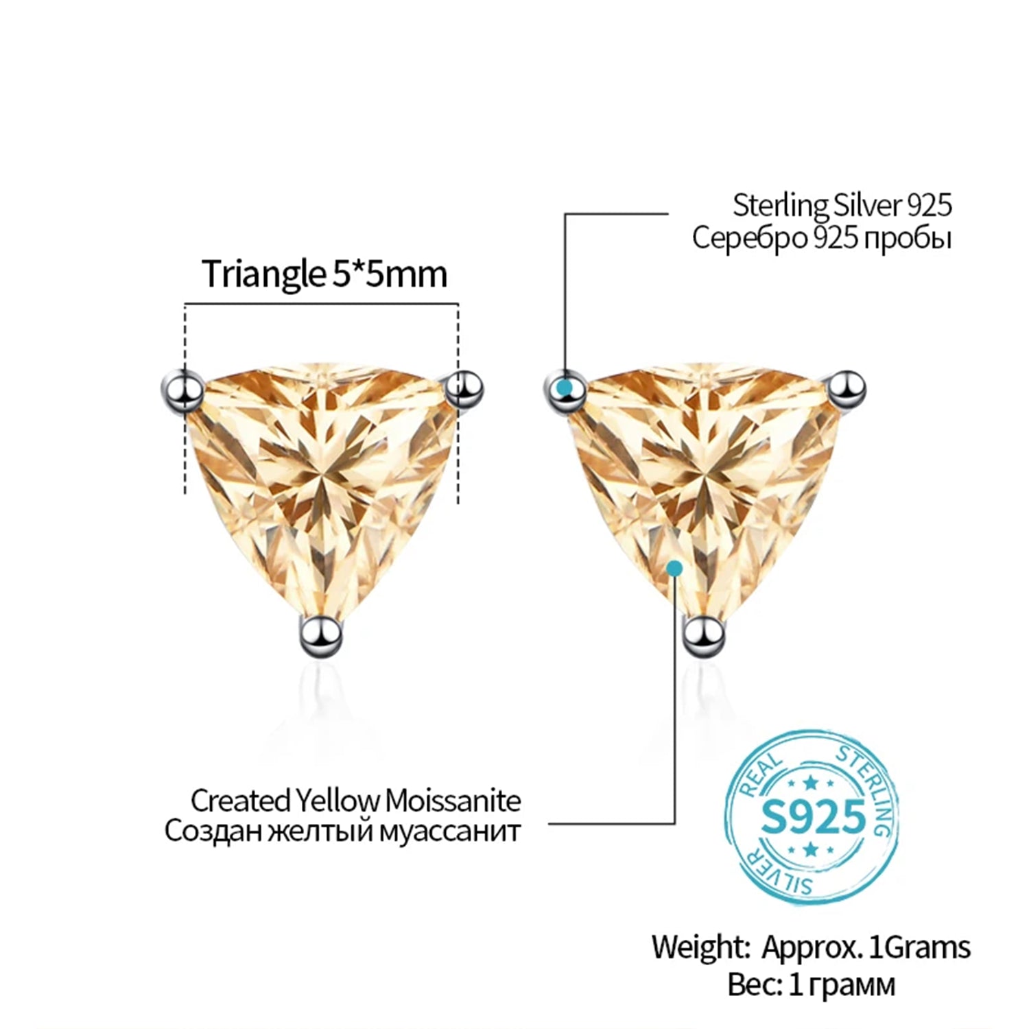 Golden Triad Moissanite Stud Earrings